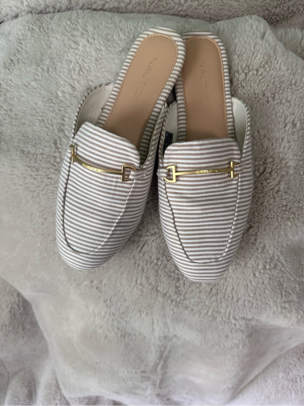 Nautica Striped Slip-On Mule with Gold Accent